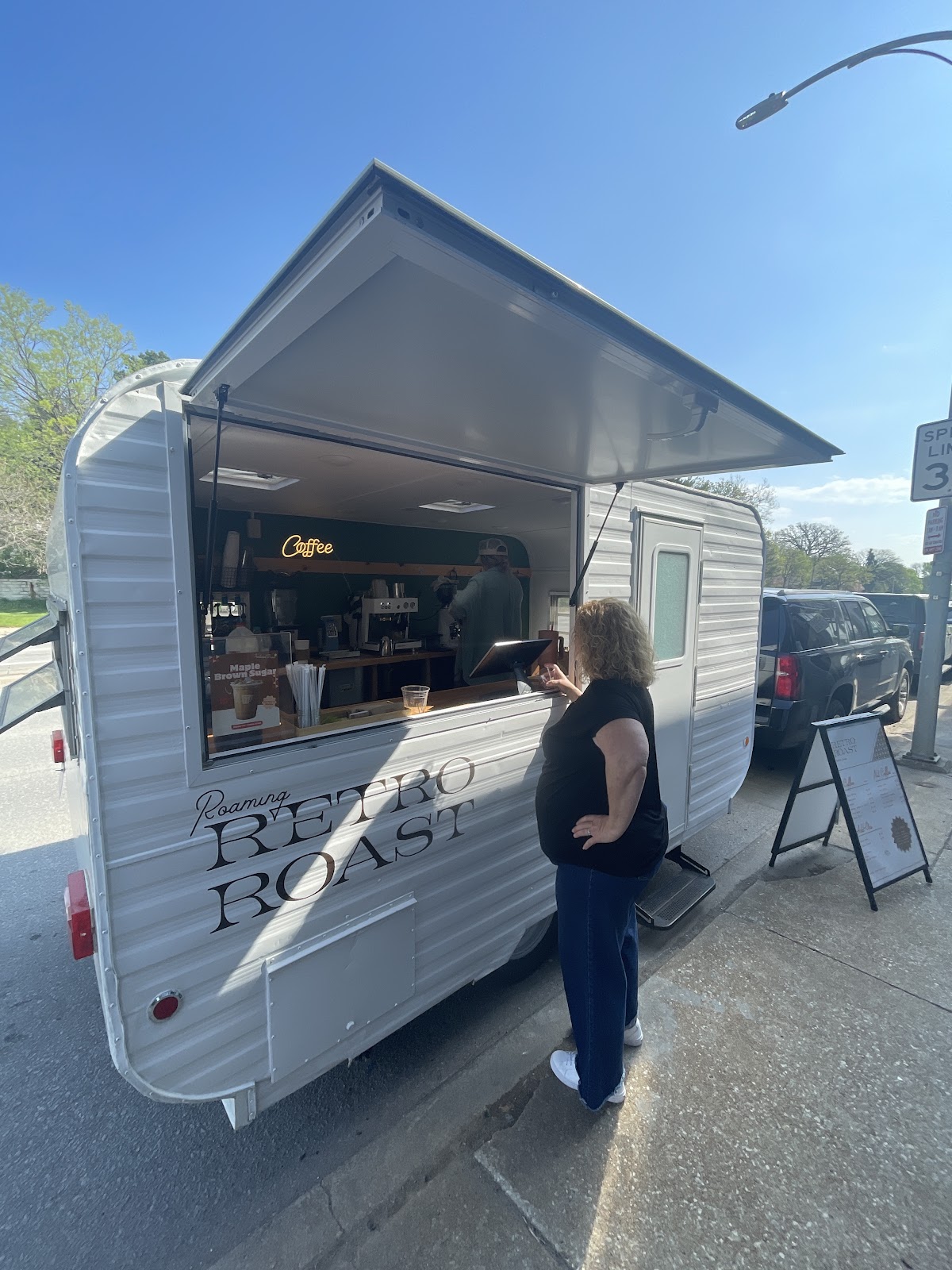 Retro Roast Coffee Camper interior